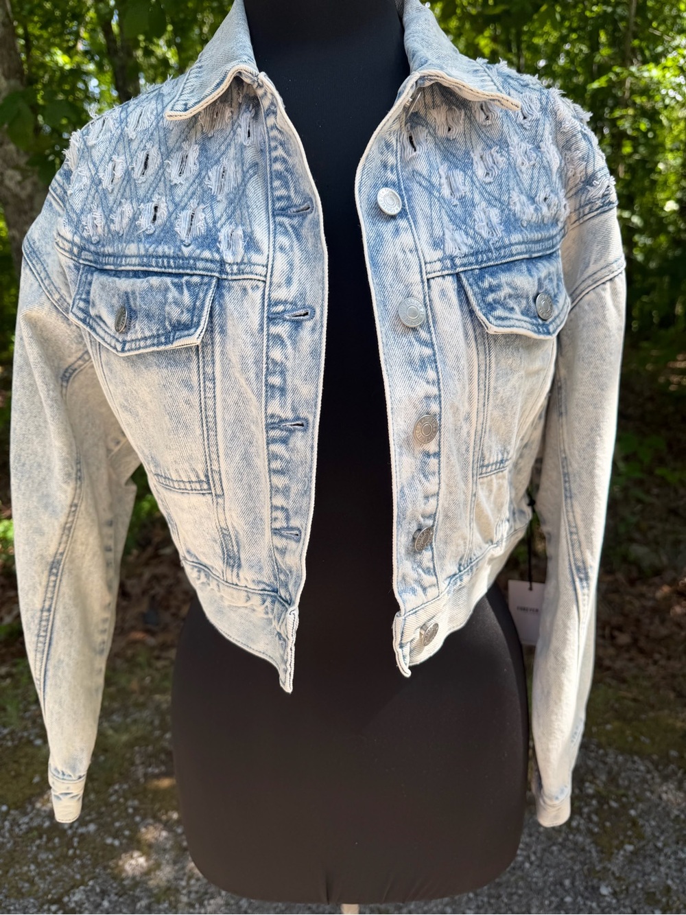 Forever 21 Light Wash Cropped Denim Jacket